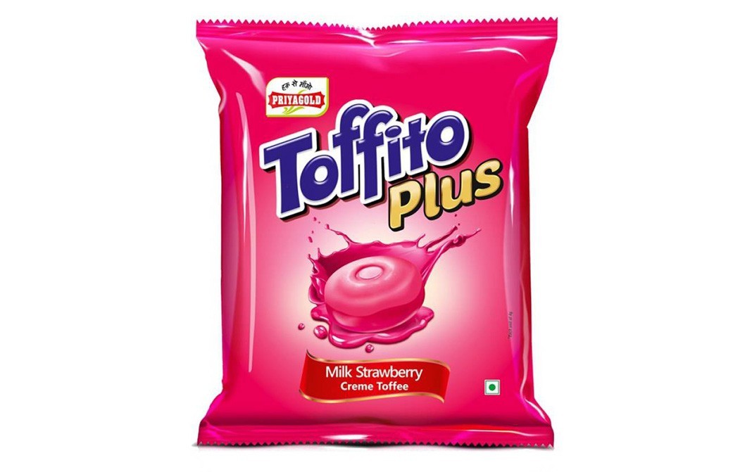 Priyagold Toffito Plus Milk Strawberry Creme Toffee   Pack  200 grams